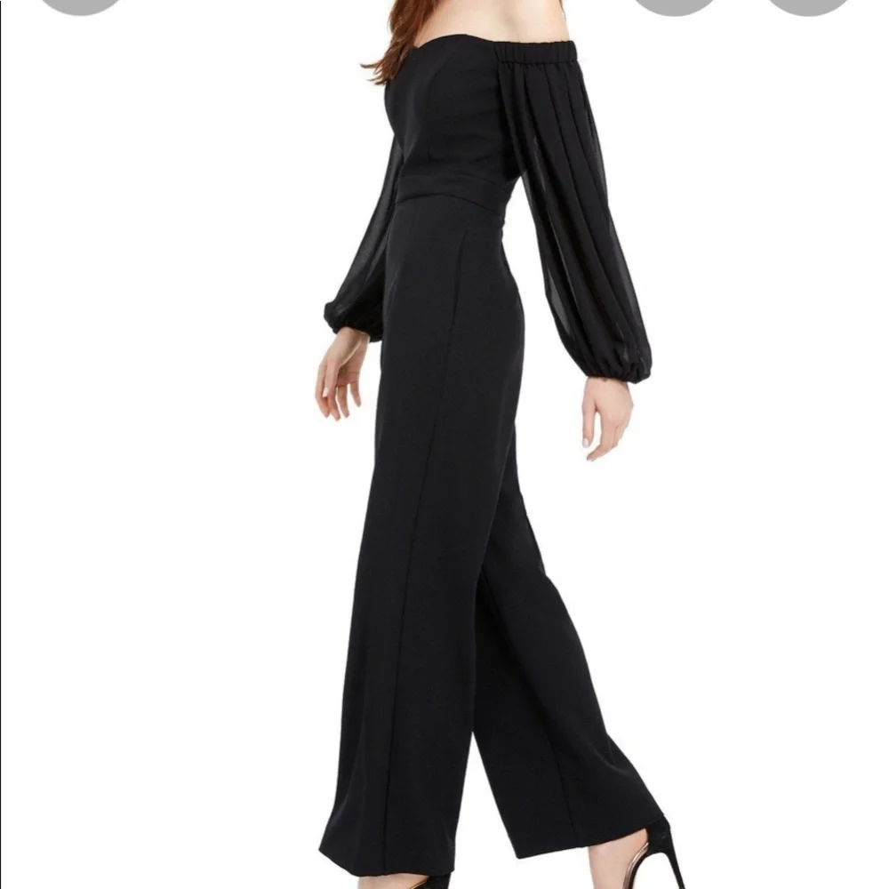 Vince Camuto Black Off-Shoulder Jumpsuit - Picture 1 of 6